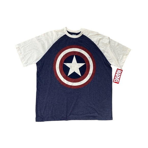 Marvel Captain America Blue Men's Graphic T-Shirt NWT Size 2XL - Picture 1 of 3